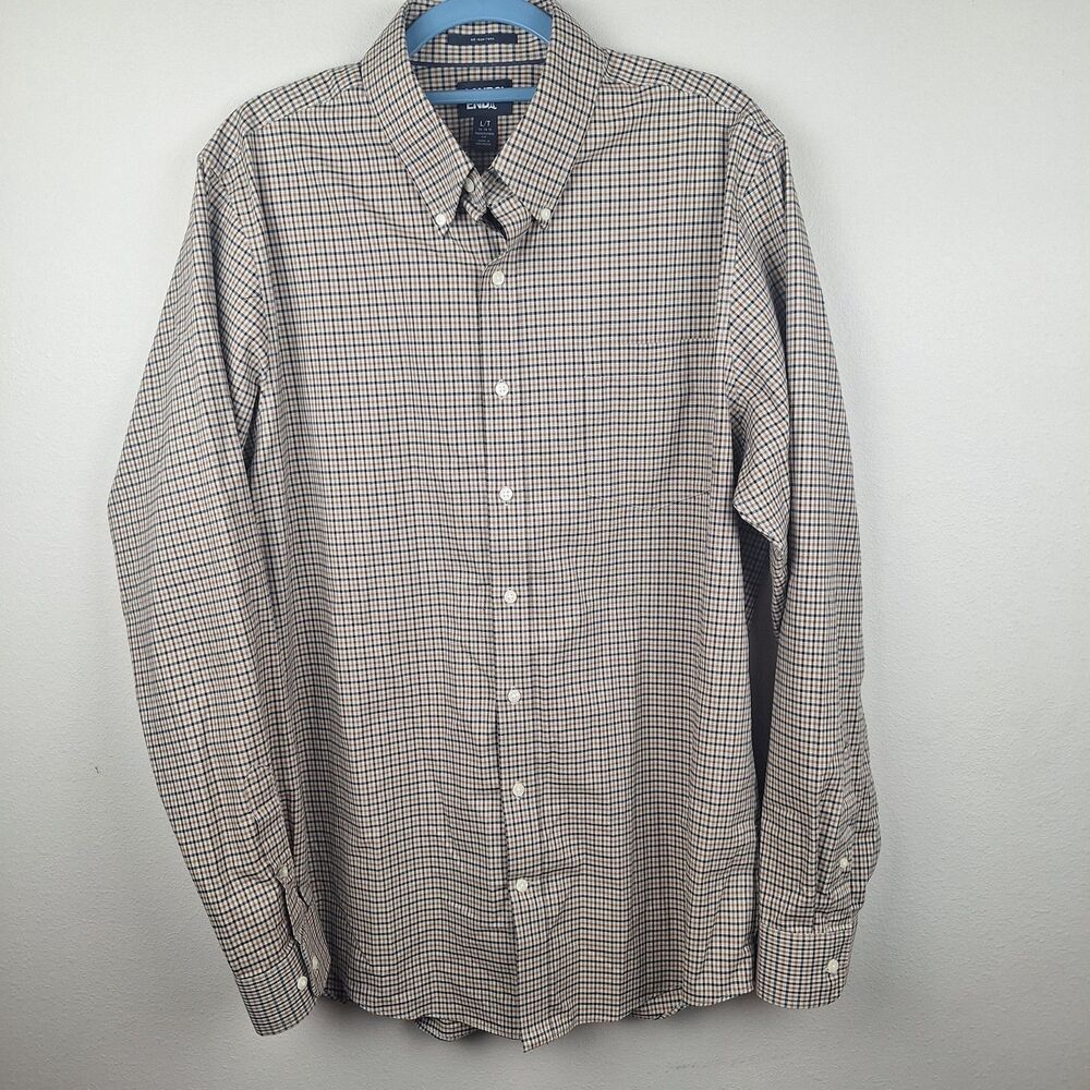 Land's End No Iron Twill Long Sleeve Button Down Shirt Large/Tall Traditional